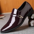 thumbnail image 4 of Men's Pointed Toe Dress Shoes Casual Slip on Loafer Formal Classic Faux Patent Leather Oxfords Business Wedding Shoe for Men, 4 of 7