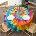 thumbnail image 3 of Colorful Rainbow Tie Dye Spiral Pattern Round Tablecloth 60"x60",Wrinkle Wipeable Table Cloth for Kitchen Dining Room Picnic Patio Party, 3 of 6