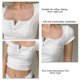 thumbnail image 5 of Camiseta de verano blanca de manga corta ajustada con ribete decorativo y botones para mujer, talla S, 5 of 8