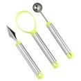 thumbnail image 1 of 3 Pcs Pelleteuse Multifonction Melon, Pelle Melon D\'eau, pour Maison Ensemble 3 Pcs Vert+argent, 1 of 8