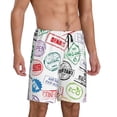 thumbnail image 2 of Gaeub Stamp Set Collection Printed Men's Short Pajama Pants, Lightweight Lounge & Sleep Bottoms Keep You Cool - Large, 2 of 9