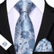 thumbnail image 3 of Set de corbatas Barry.Wang, 150 cm, jacquard de seda, flor azul, 3 of 7
