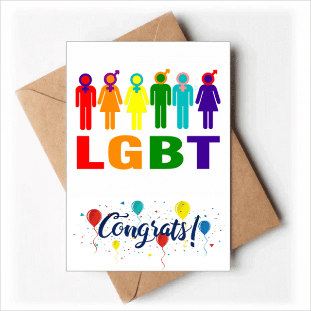 Différence de Genre Identité Arc-en-Ciel Hommes Femmes Cartes de Mariage Félicitations Enveloppes de Voeux