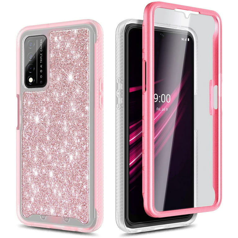 Nagebee Phone Case Compatible for T-Mobile REVVL V+ Plus 5G with [Built-in  Screen Protector], Full-Body Shockproof Protective Bumper Cover Impact  Resist Durable Case (Pink Glitter) 
