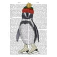thumbnail image 3 of Fab Funky 12x14 Black Modern Framed Museum Art Print Titled - Penguin Ice Skating Book Print, 3 of 5