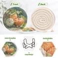 thumbnail image 3 of 6 Pcs Drink Coasters with Holder 3.94in Woven Coasters for Drinks Orange and White Pumpkins Coaster Set for Protection Table, 3 of 7