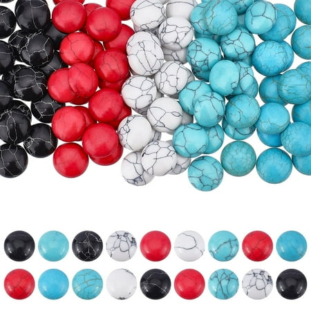 1Box 100 Pcs Cracked Stone Cabochon 12mm Flatback Gemstones Beads Mixed Colors Synthetic Turquoise Cabochons for Jewelry Making