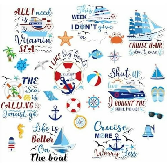 27 Pcs Cruise Door Magnets Refrigerator Cruise Ship Door Magnets Magnetic Decor Funny Sea Navigation Fridge Stickers Carnival Decorations Accessories for Cabin Party Supplies