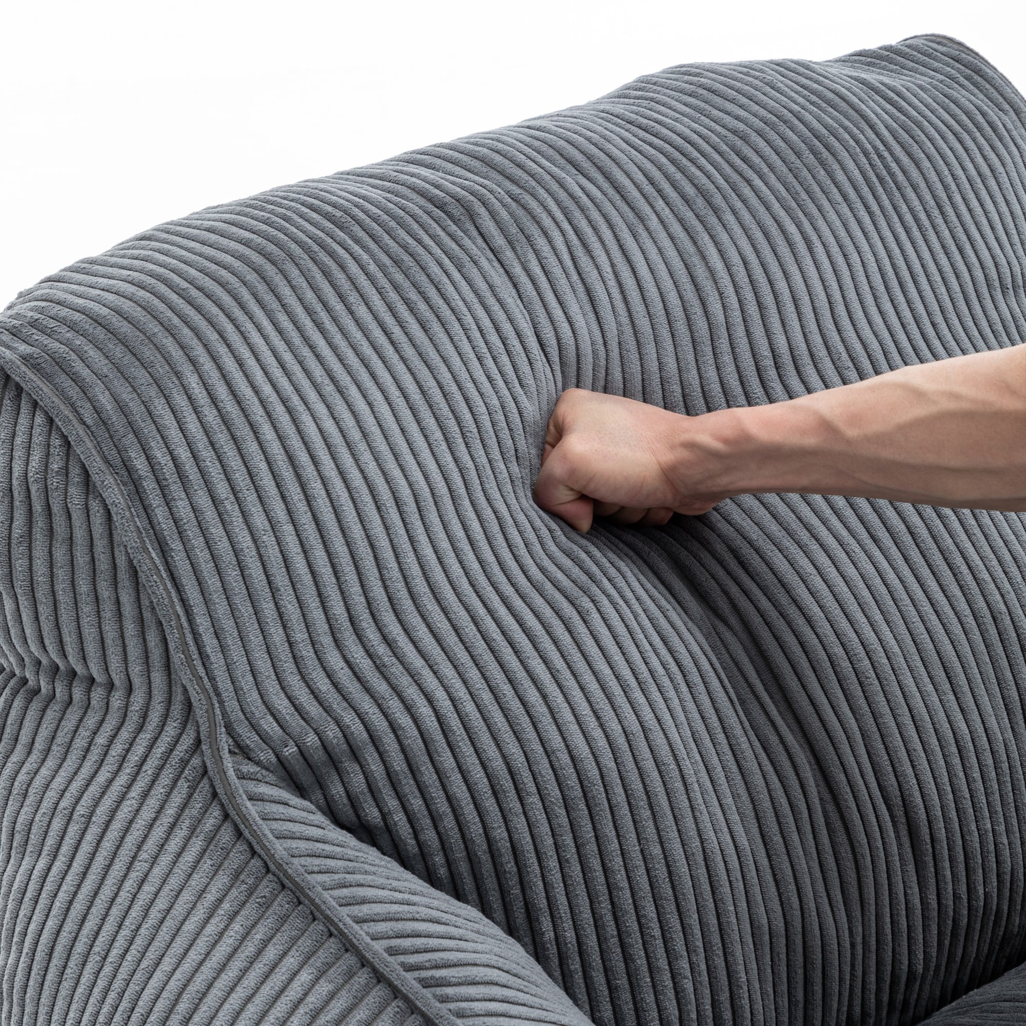 Bean Bag Chair Sofa for Adults Teens, Comfy Corduroy Large Bean Bag Chairs with Armrests for Bedroom Living Room, Adult Beanbag Lazy Sofa Couch Chairs with Filler Included (Gray)