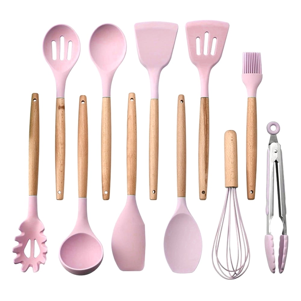 SIPLIV 5pcs Silicone Kitchen Utensil Set - Nonstick Cookware Spatulas Brush  Cooking Utensils Home Kitchen Utensils Set, Pink