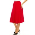 thumbnail image 3 of Moa Collection Women's Plus Size A-Line Casual Flared High Waist Elastic Band Solid Midi Skirt, 3 of 7