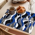 thumbnail image 3 of Blue Grey Stripes Placemats Set&nbsp;of&nbsp;6 Abstract Line Geometric Blue Black Gray White Striped Heat Insulation Washable Place Mats, Non-Slip Table Mats for Dining Table Party Kitchen,13x19 Inch, 3 of 9