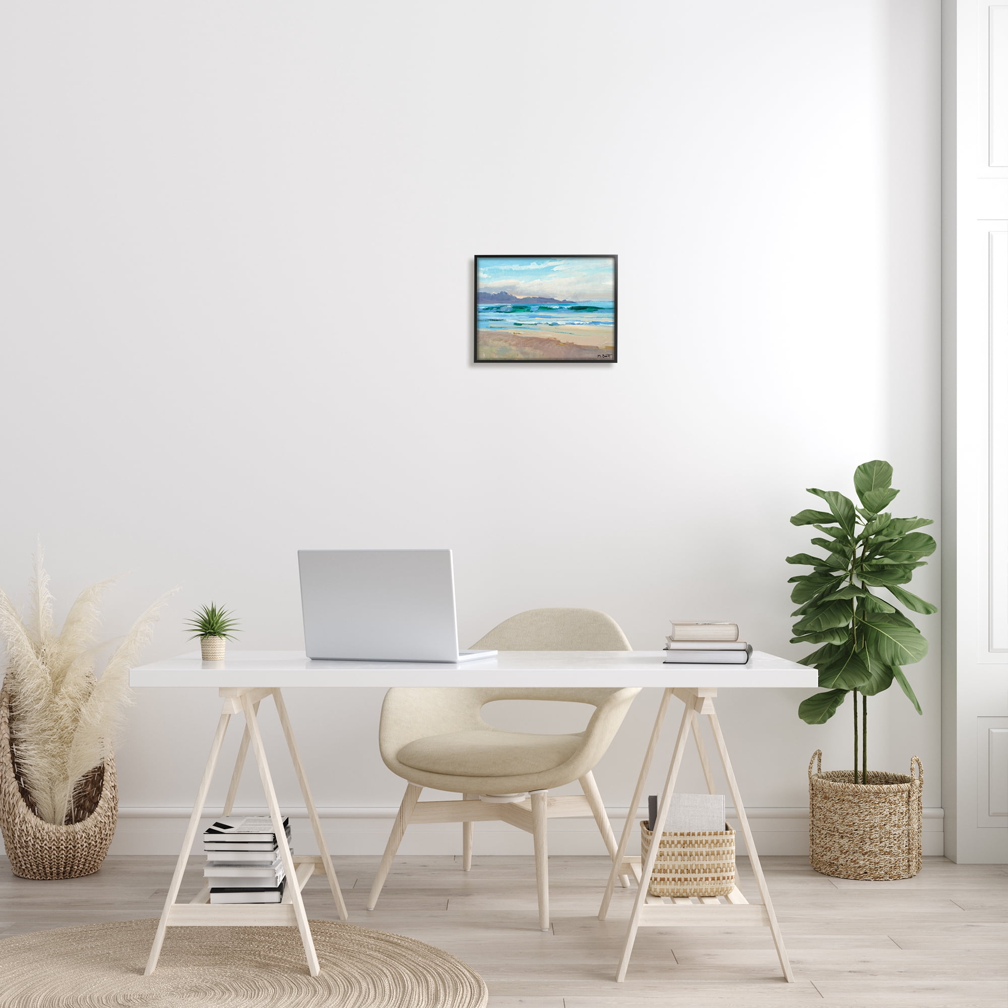 Stupell Industries Beach Side Wave Caps Soft Contemporary Landscape Graphic Art Black Framed Art Print Wall Art, 11x14, by Marcia Burtt