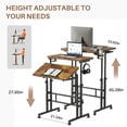 thumbnail image 5 of Mobile Height Adjustable Laptop Desk Featuring Hanging Cup Holder & Tilted Top, Lockable Wheels, Compact Rolling Desk Perfect for Home Office & Treadmill Work, 5 of 9