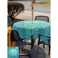 thumbnail image 4 of Outdoor Tablecloth with Umbrella Hole and Zipper, Turquoise Boho Square Table Cloth 54x54 Inch Waterproof Tablecloth, Oriental Abstract Motifs Traditional Bohemian Picnic Table Cover for Patio, 4 of 7