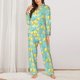 thumbnail image 2 of Balery Yellow Lemon Conjunto de Pijama con Estampado para Mujer, Conjunto de Dos Piezas con Manga Larga, Ropa de Dormir Suave con Bolsillos, Pijamas Cómodos-Large, 2 of 7