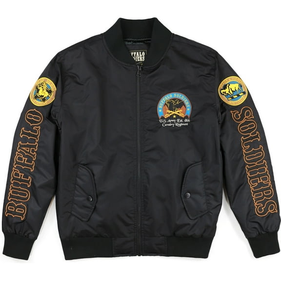 Big Boy Buffalo Soldiers S10 Mens Bomber Jacket [Black - 4XL]