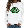 thumbnail image 1 of CEHVOM Womens Solid Shirts Round Neck Long Sleeve Tops Printed Regular Blouse Clearance, 1 of 5