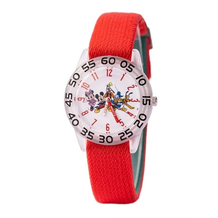 Disney Mickey Mouse Boys' Clear Plastic Time Teacher Watch, 1-Pack