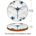 thumbnail image 3 of Dragonfly Set of 6 Cute Round Coasters, Microfiber Leather Drink Coasters for Table, 11x11 cm/4.3x4.3 Inches, Coasters for Home and Office Decor, 3 of 6