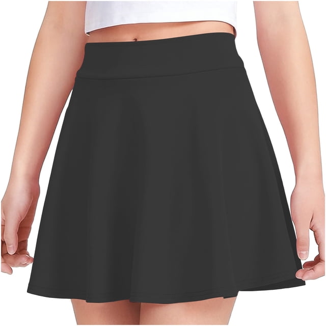Odeerbi Niñas Mini Falda Plisada Color Sólido Cintura Elástica Falda Uniforme de La Escuela