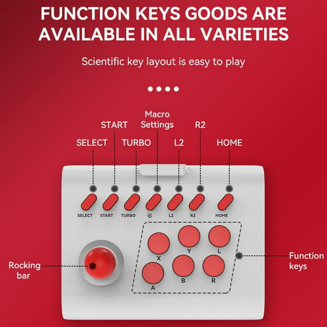 stanreset Sans Fil Joystick Jeu Fournit Non Glissant Base Téléphone Mobile Finition Fine Taille Compacte Control Bâton Contrôleur de Jeu Blanc-Rouge