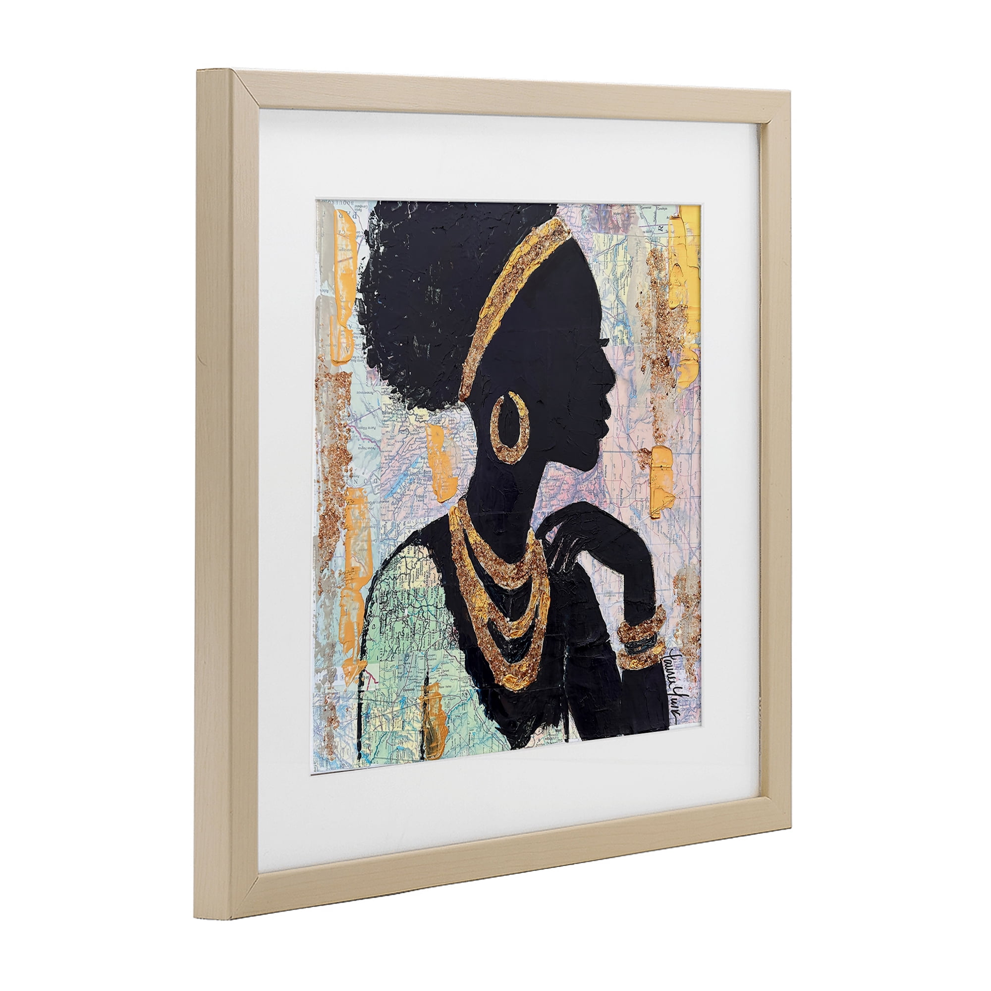 Stupell Industries Jewelry Clad Girl Silhouette Birch Framed Print Under Glass, design by Lauren Luna