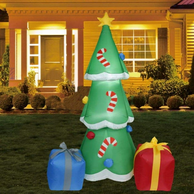 Ochine 6 Foot Tall Inflatable Christmas Tree with Gift Boxes Yard Garden Decoration LED Lights Outdoor Indoor Holiday Decorations, Blow up Lighted Decor, Home Family Outside Lawn Inflatables