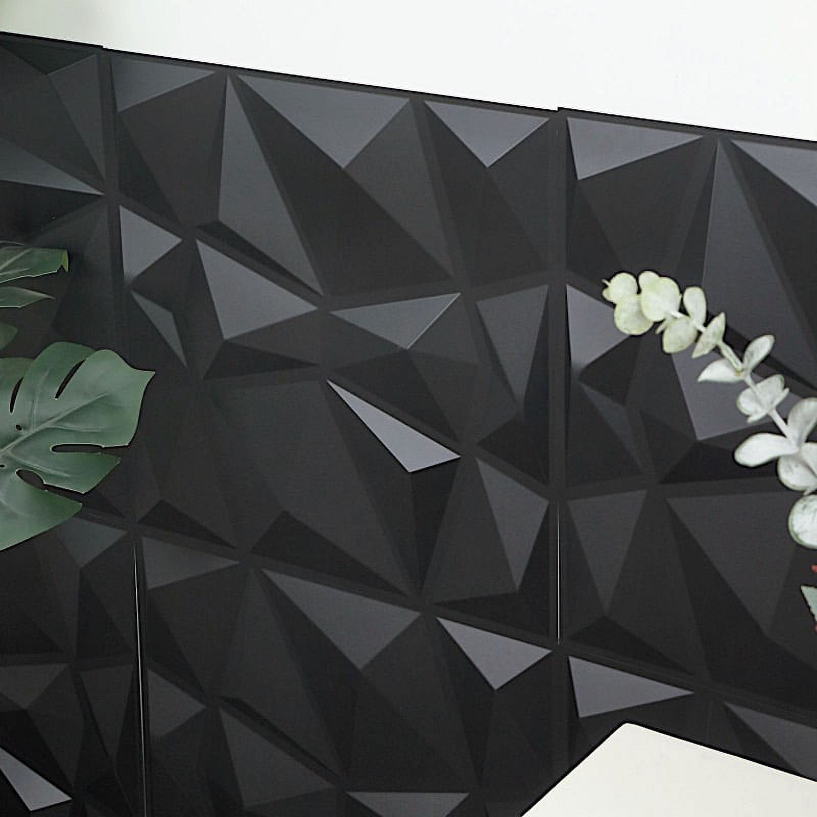 BalsaCircle 12 Matte Black 20x20" Square 3D Diamond Textured PVC Stick On Wall Panels Party Events Home Decorations