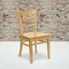 Flash Furniture 2 Pack HERCULES Series Ladder Back Natural Wood Restaurant Chair