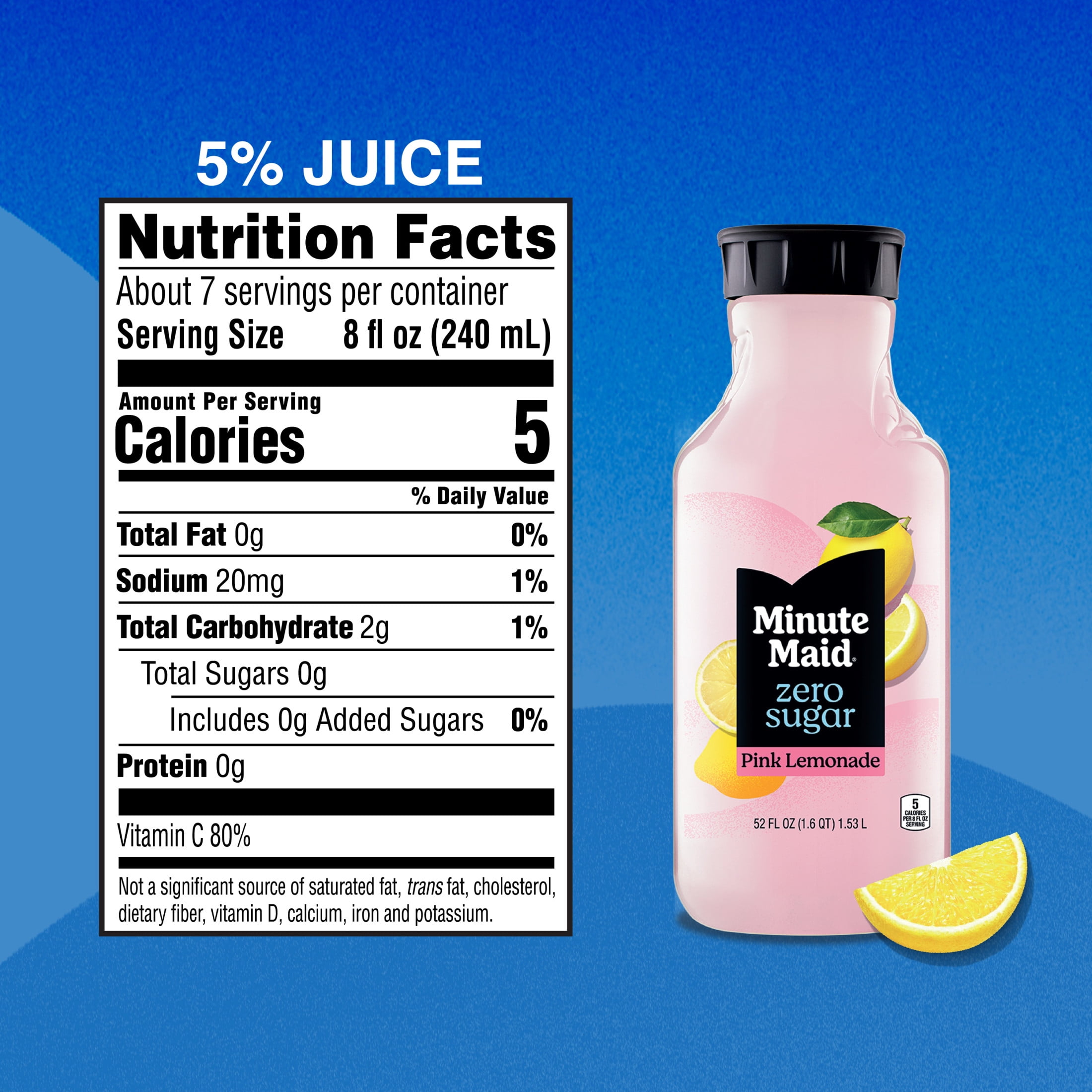Minute Maid Zero Sugar Pink Lemonade Bottle, 52 fl oz