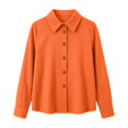thumbnail image 6 of WULMLEO Waffle Knit Button Down Shirts for Women Casual Oversized Long Sleeve Collared Sweater Dressy Blouse Fall Tops Orange M, 6 of 6