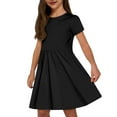 thumbnail image 2 of MEZZALL Kids Fashion Solid Color Dresses Round Neck Short Sleeve Casual Comfortable Pocket Dress Comfort Toddler Wear, 2 of 8