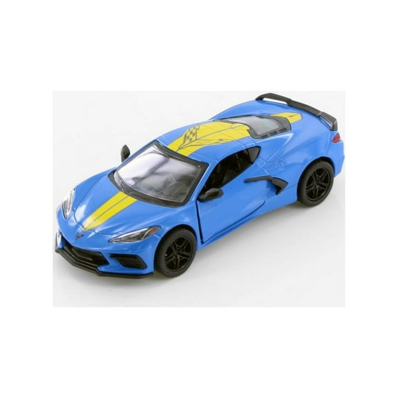 2021 Chevy Corvette Stingray C8, Blue - Kinsmart 5432DF - 1/36 Scale Diecast Model Car
