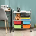 thumbnail image 3 of CRXX Rolling Storage Cart w/ 4 Drawers 2 Shelves Metal Rack Shelf Home Office School Beauty Salon Utility Organizer Cart with Wheels (Turquoise, Orange, Light Green & Tomato (Chrome Finish)), 3 of 10
