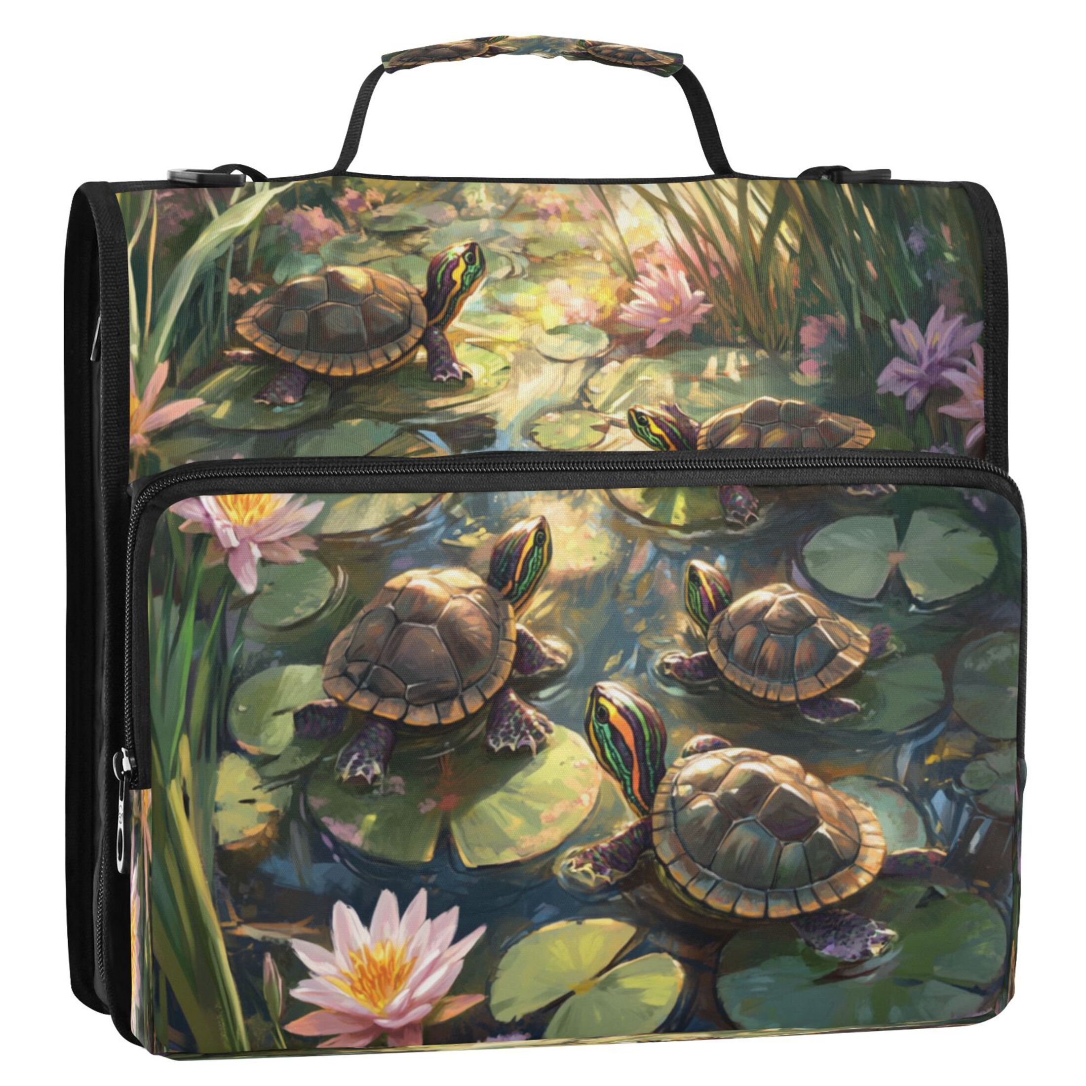YAZAOO Zipper Binder trapper keeper Documents Organized Design Serene Turtle Oasis Printed