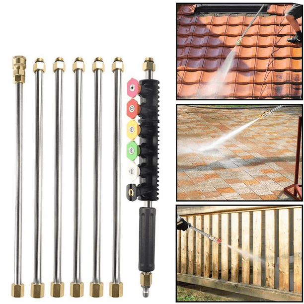 YUET Ensemble d'extension de baguette de nettoyeur haute pression, lance de rechange, 2,6 m, connexion rapide de 6,35 mm, tige d'outils de nettoyage de gouttière de 4 000 psi, lance de nettoyage de YUET Ensemble d'extension de baguette de nettoyeur haute pression, lance de rechange, 2,6 m, connexion rapide de 6,35 mm, tige d'outils de nettoyage de gouttière de 4 000 psi, lance de nettoyage de