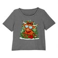 thumbnail image 4 of REORIAFEE Womens Lounge Sets 3 Piece Outfits Christmas 3 Piece Pajama Short Sleeve Top and Shorts Santa Graphic Soft Sleepwear Dark Gray XS-2XL, 4 of 7