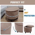thumbnail image 4 of Storage Ottoman Cover, Slipcover For Ottoman, Footstool Cover With Elastic Bands Washable -Khaki-1pcs, 4 of 6