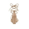 thumbnail image 4 of BLISSFUL STEP Women's Shoes Open Toe Lace Up Block Heel Strappy Heels Nude 10.5, 4 of 8