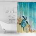 thumbnail image 2 of Sea Turtle Shower Curtain, 72" x 72", Summer Turquoise Ocean Watercolor Shell Conch Waterproof Bathroom Curtain Washable Shower Curtain Set with 12 Hooks, 2 of 6
