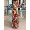 thumbnail image 5 of Spring New Elegant and Fashionable Style Printed Lace Up V-Neck Large Swing Dress As Shown M, 5 of 7