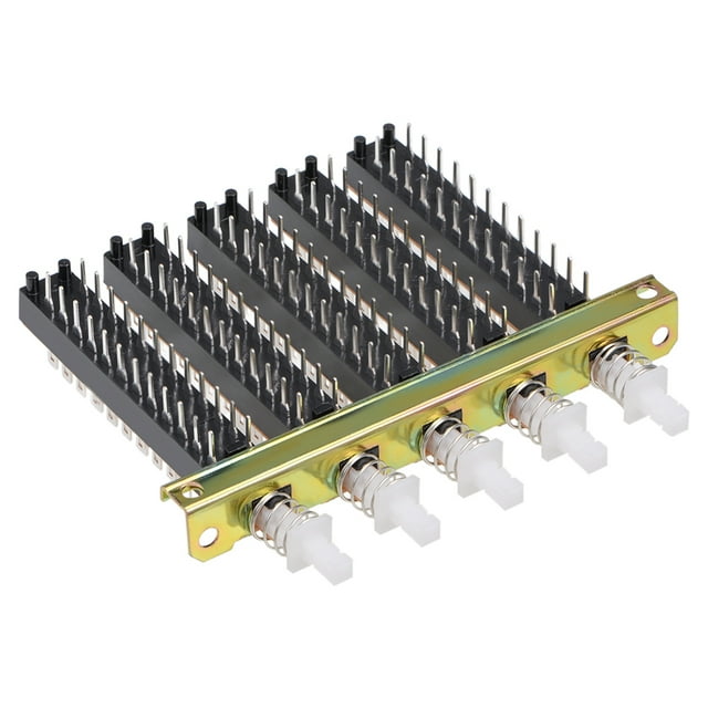 Interruptor de botón de empuje interconectado tipo piano Uxcell de doble tiro metálico negro 1 pieza multicolor 3.41" x 3.11" x 0.71"