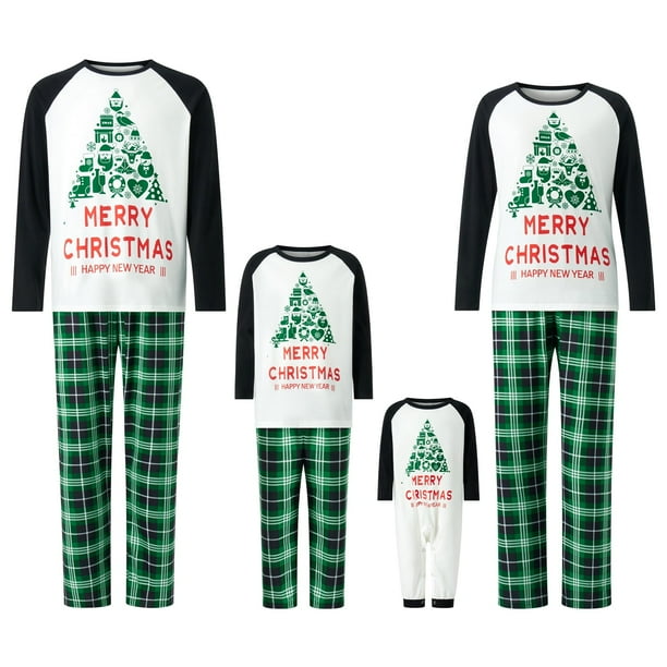 Pijamas navideños Fiomva para la familia, conjuntos navideños a juego para adultos y niños, conjunto de ropa de dormir familiar para Navidad en casa.