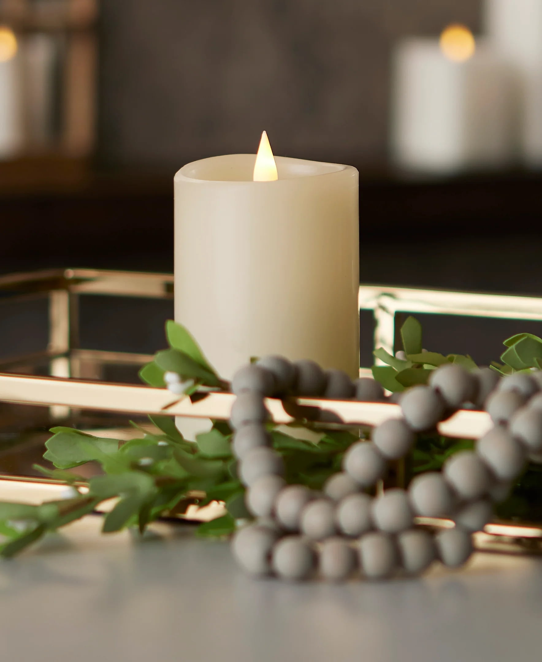 Seasonal LLC 3" x 7" Paraffin Realistic Adjustable Brightness LED Gold Flameless Pillar Candle