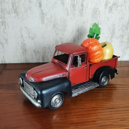 Vintage Red Truck Model - Classic Metal Home Decor for Christmas and Collectibles