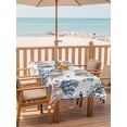 thumbnail image 2 of Outdoor Tablecloths with Umbrella Hole & Zipper, Blue Coral Coastal Rectangle Tablecloth 52x70 Inch, Summer Beach Starfish Nautical Waterproof Table Cloth, Patio/Pool/Picnic Table Covers, 2 of 8