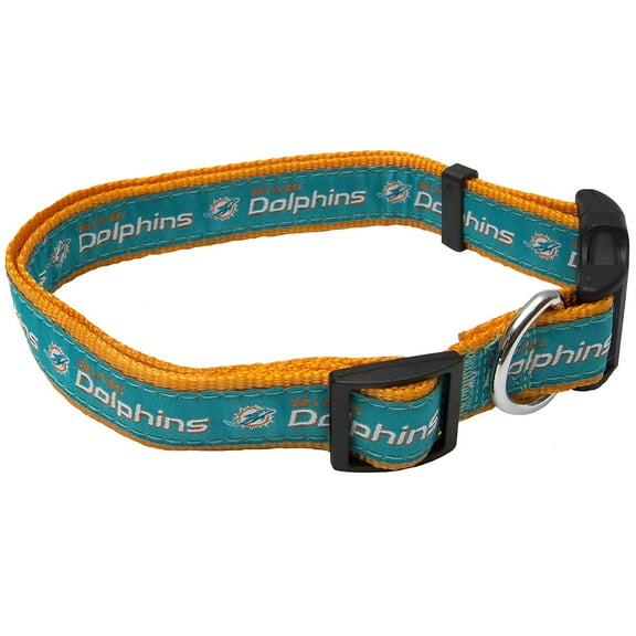 Pets First NFL Miami Dolphins Dog Collar - Heavy-Duty, Durable & Adjustable Football Collar for Dogs/ CATS - Medium