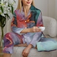 thumbnail image 6 of Daiia Colorful Abstract Waves for Women's Long-Sleeved Pajama Set – Soft & Comfortable Sleepwear Button-Up Pajamas Cozy Lounge Wear-Large, 6 of 7