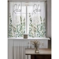 thumbnail image 4 of Green Eucalyptus Leaves Tier Curtains 45 Inch Length,Sheer Curtains for Bedroom Living Room,Summer Botanical Vintage Wooden Rod Pocket Voile Drapes Kitchen Curtains Small Window 27.5"x45" 2 Panels, 4 of 7